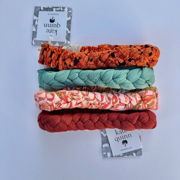 Kate Quinn Head Bow Set | Braided, 4-Pack | Seafoam, Rust & Floral | 6–12 (M) - Picture 1 of 7